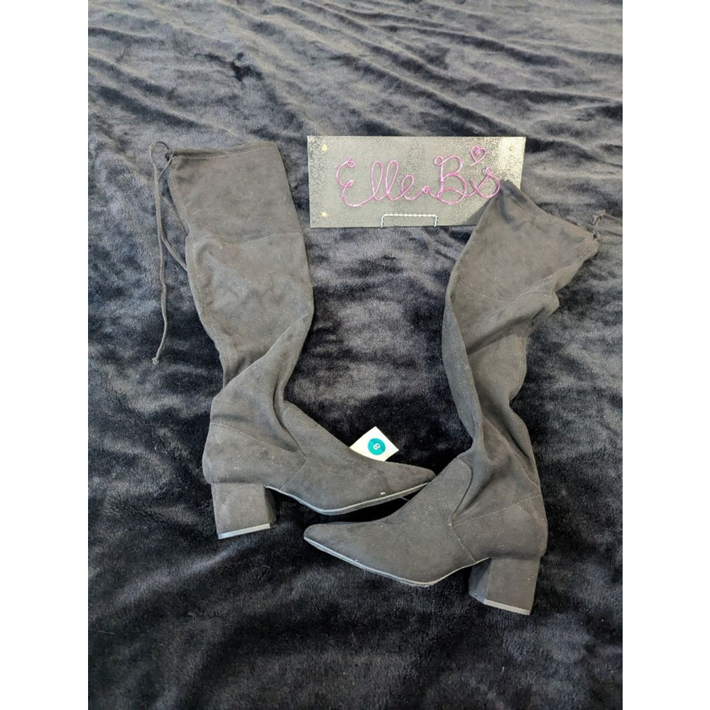 NWT A New Day Black Suede Side Zip Bow Top Boot 7